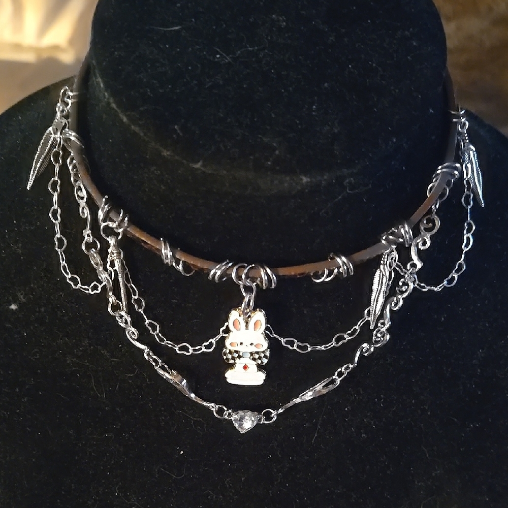 Chic Silver and Brown Multi-Layer Choker